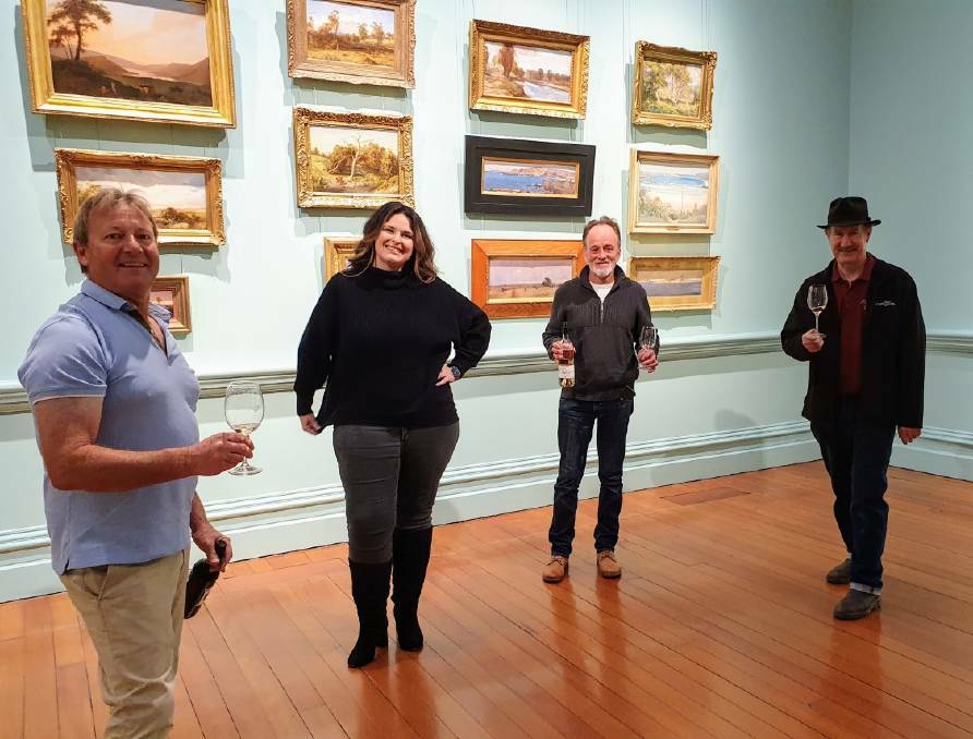 THE UNSEEN SERIES: Burnt Acre Vineyard's Cliff Stubbs, host Kath Bolitho, Grangehill Vineyard's Russell Clarke and Balgownie Estate's Tony Winspear at the Bendigo Art Gallery for the first part of The Unseen Series. Picture: SUPPLIED