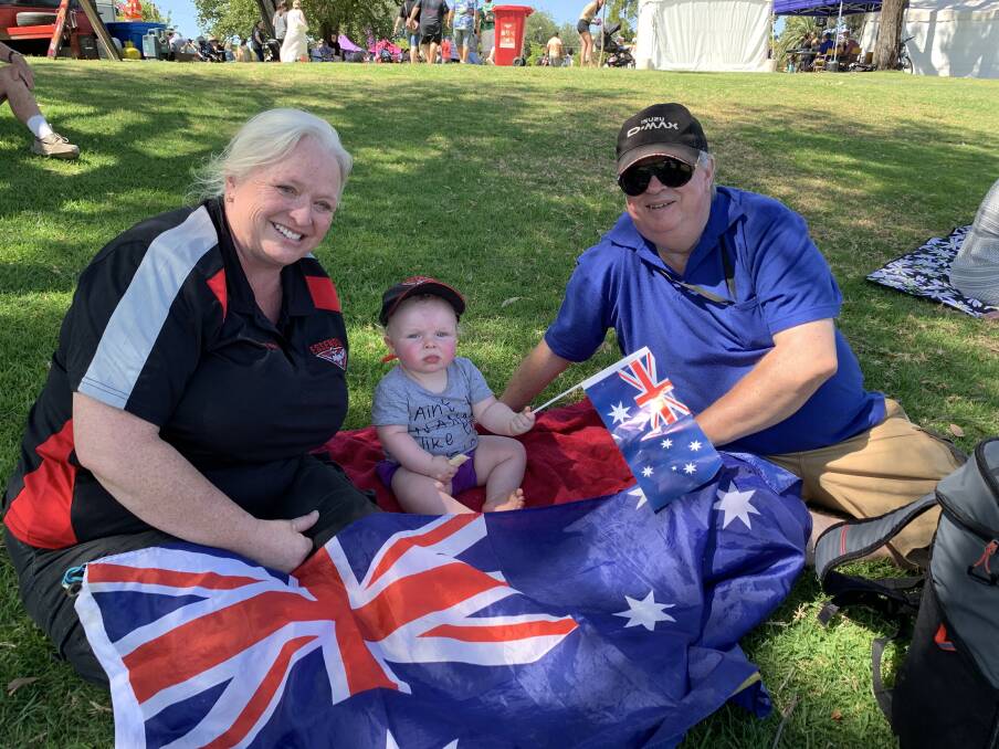 FAMILY FUN: Kath White, Tyler White and Russ Moebus at the 2020 Australia Day celebrations at Lake Weeroona. Picture: TARA COSOLETO