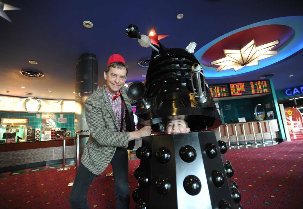 CLEVER: Darren Hutchesson and his son Andrew in the Dalek that Darren built. Picture: JODIE DONNELLAN 