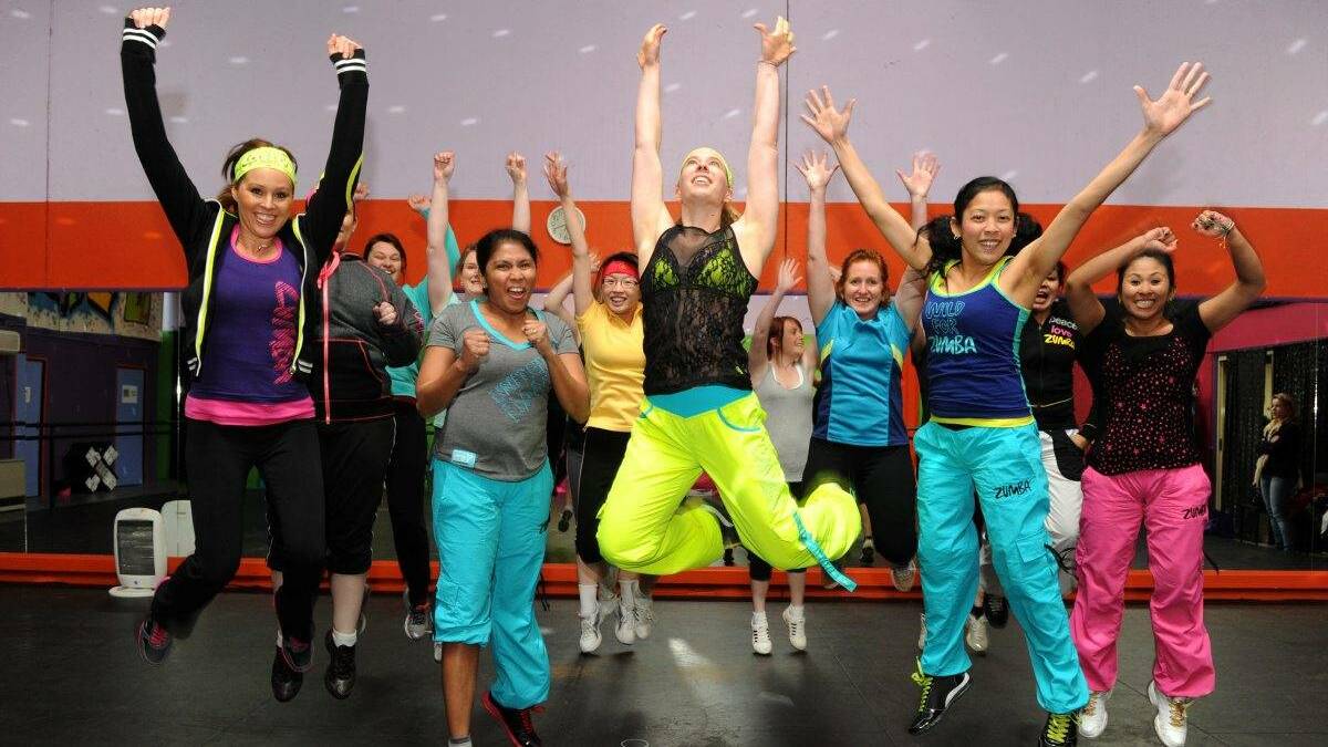 JAZZED: ZFit Zumba dancers warm up to teach a dance routine master class. Picture: PETER WEAVING