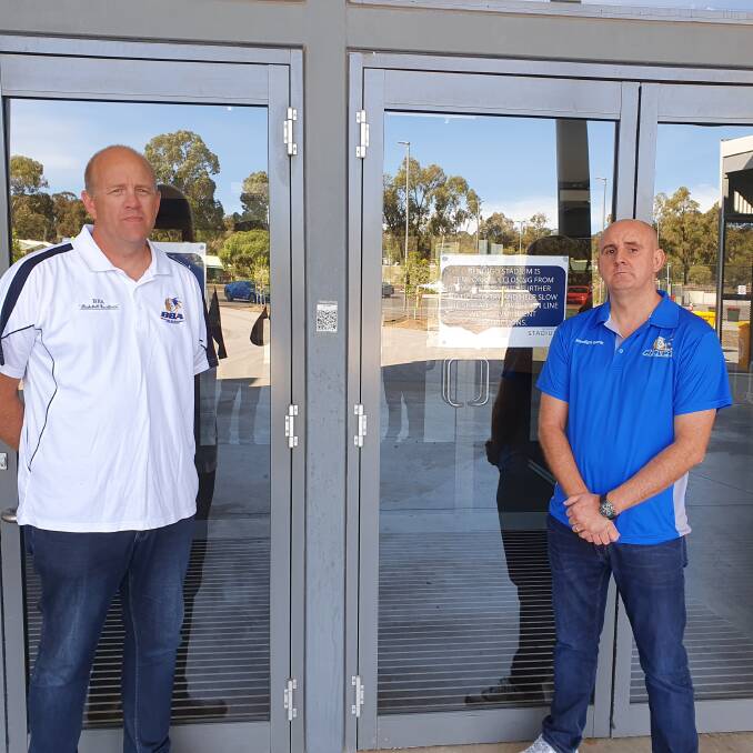 DOORS SHUT: Bendigo Basketball Association president Ben McCauley (left) and Bendigo Stadium general manager of sport Ben Harvey. Picture: ANTHONY PINDA