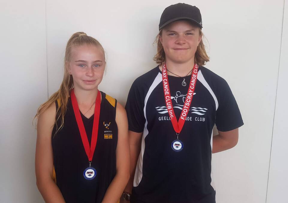 PADDLERS: Bendigo canoe club member Ebony Smith teamed up with Arnie Shanahan from Geelong to compete at the 2019 Saltwater Classic.