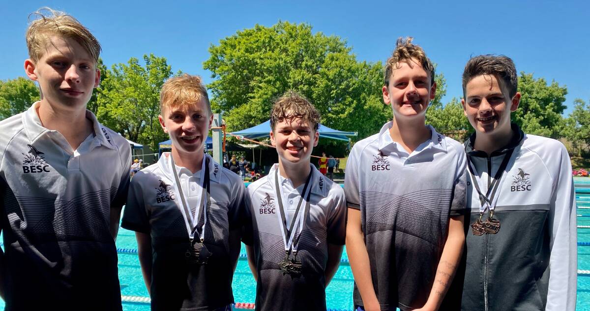 SWIMMING STARS: Bendigo East's Miller Nihill, Tadhg Hughan, Fraser Allan, Henry Allan and Andreas Ginis all put on strong performances in the pool at the recent long-course championship. Picture: SUPPLIED