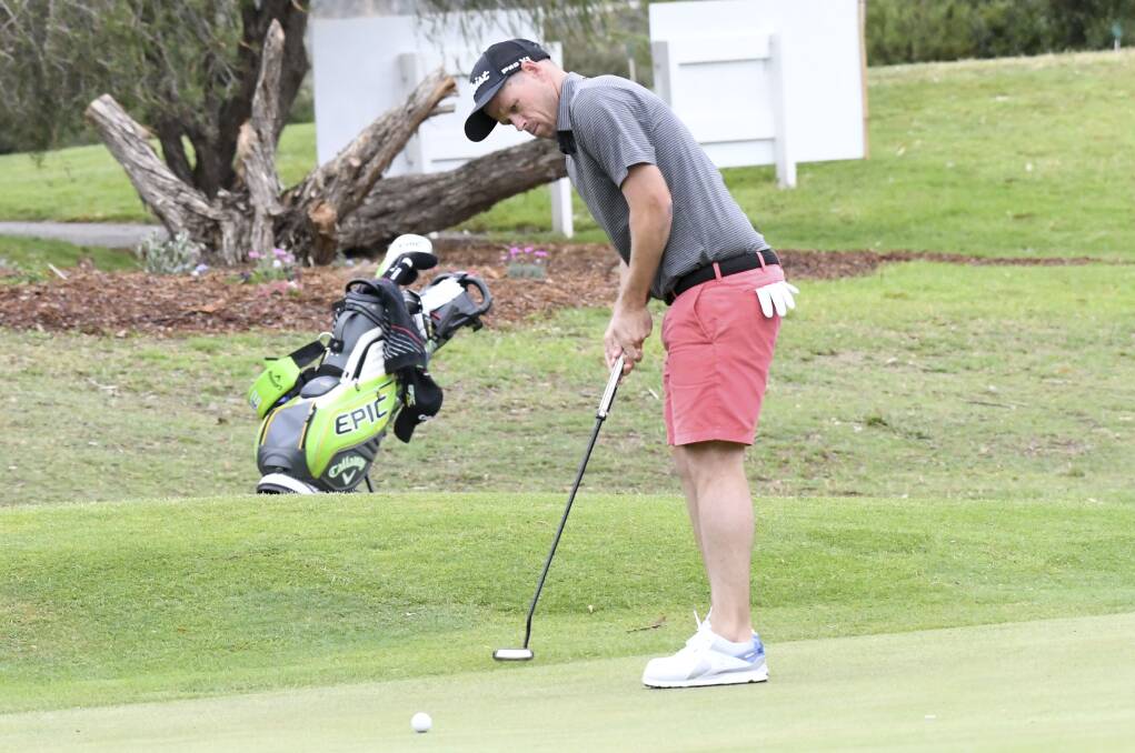 PUTT FOR DOUGH: Andrew Martin makes a challenging putt on the par-four ninth during the 2020 Axedale Pro-Am. 