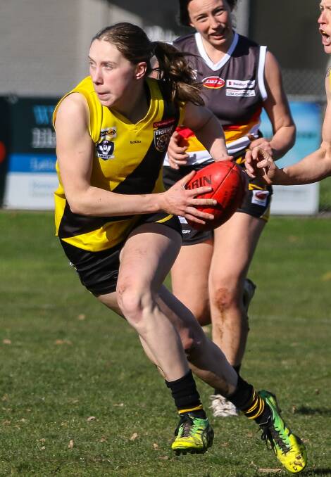 TOP TIGER: Kyneton's Jordan Savoia has been awarded the CVFLW Tigers' best and fairest award for an oustanding season on the football field.