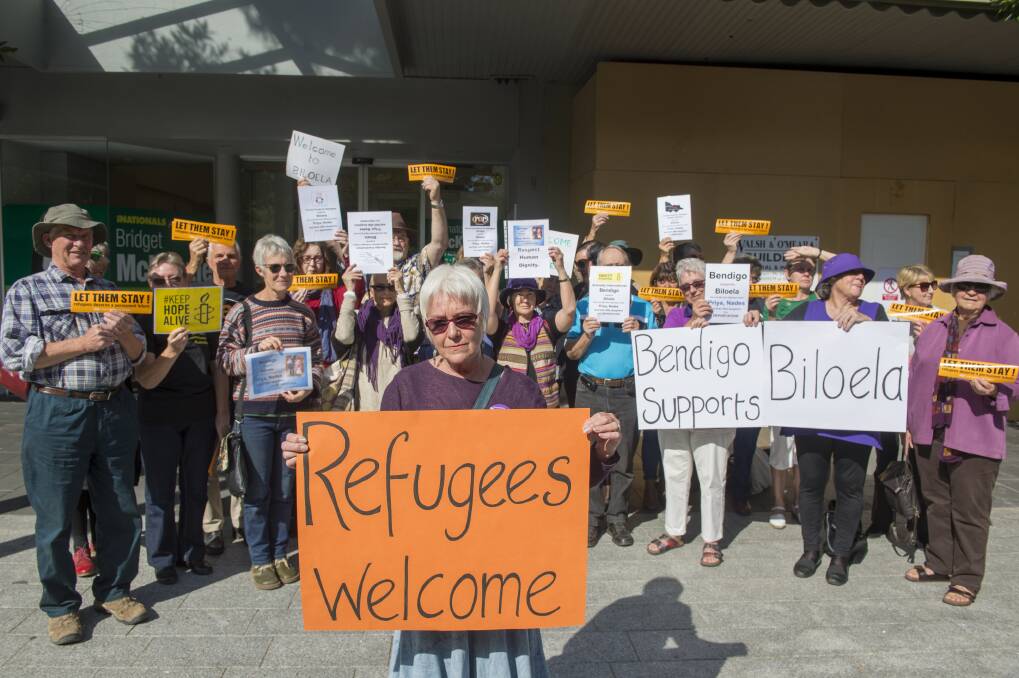 PEACEFUL GATHERING: The network of refugee support groups campaigning in Hargeaves Mall. Picture: DARREN HOWE