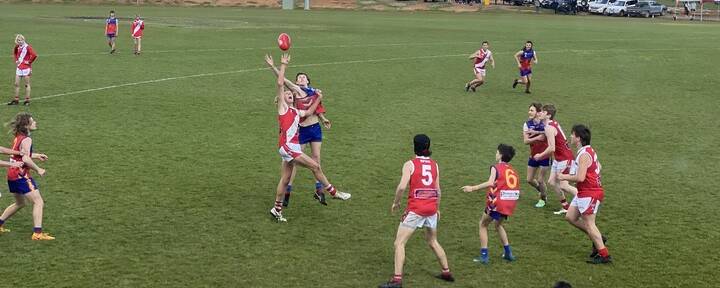 Marong leads Mean Machine 6.3 (39) to 2.2 (14) at half time in the under-18 grand final.