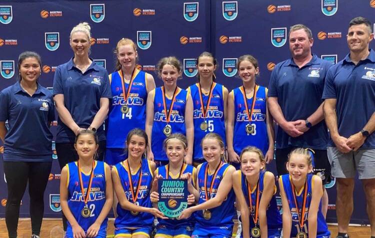HIGH SPIRITS: Braves Div 1 U12 girls defeated Colac 45-13 to seal the 2022 Junior Country Championship.