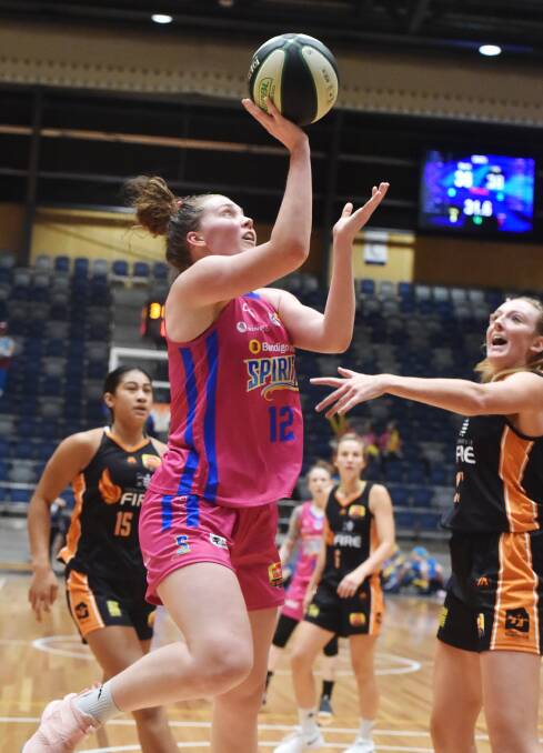 Nadeen Payne is the Bendigo Spirit's leading point scorer with 231 points this season, with an average of 13.59 per game. Picture: DARREN HOWE