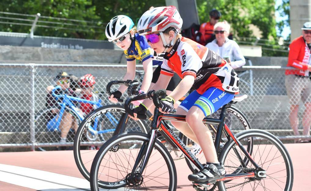 WHEEL TO WHEEL: Junior cyclists in action at the Bendigo District Cycling Club's 2020 Christmas Carnival. Picture: NONI HYETT