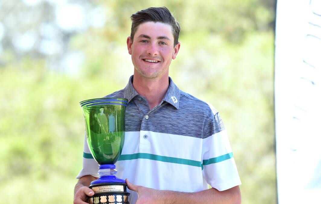 FINE FORM: Jarrett Miles won Neangar Park GC's annual tournament with 138 off the stick to be presented with the Frank Fitzpatrick Memorial Trophy. Picture: GLENN DANIELS