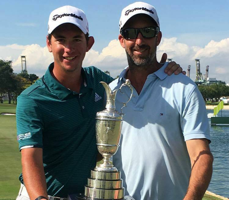 TEAMWORK: Herbert and Azzopardi in Singapore after he qualified for his first British Open in 2018.