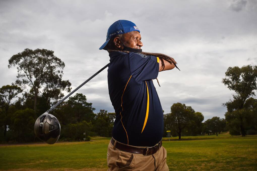 BIG HITTER: Quarry Hill Golf Club member WIlly Wanefalea relishes any chance to get out on his home course and hit big drives down the fairways. Picture: DARREN HOWE