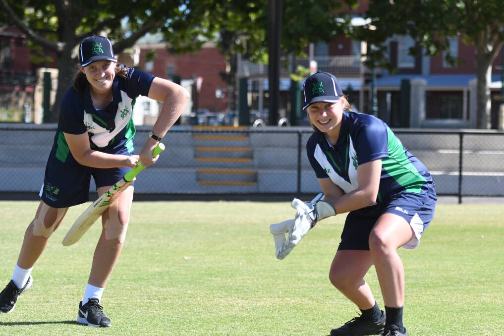 Jasmine Nevins and Tia Davidge are ready to compete for the Victorian team at the 2019 Under-15 National Championships. Picture: ANTHONY PINDA