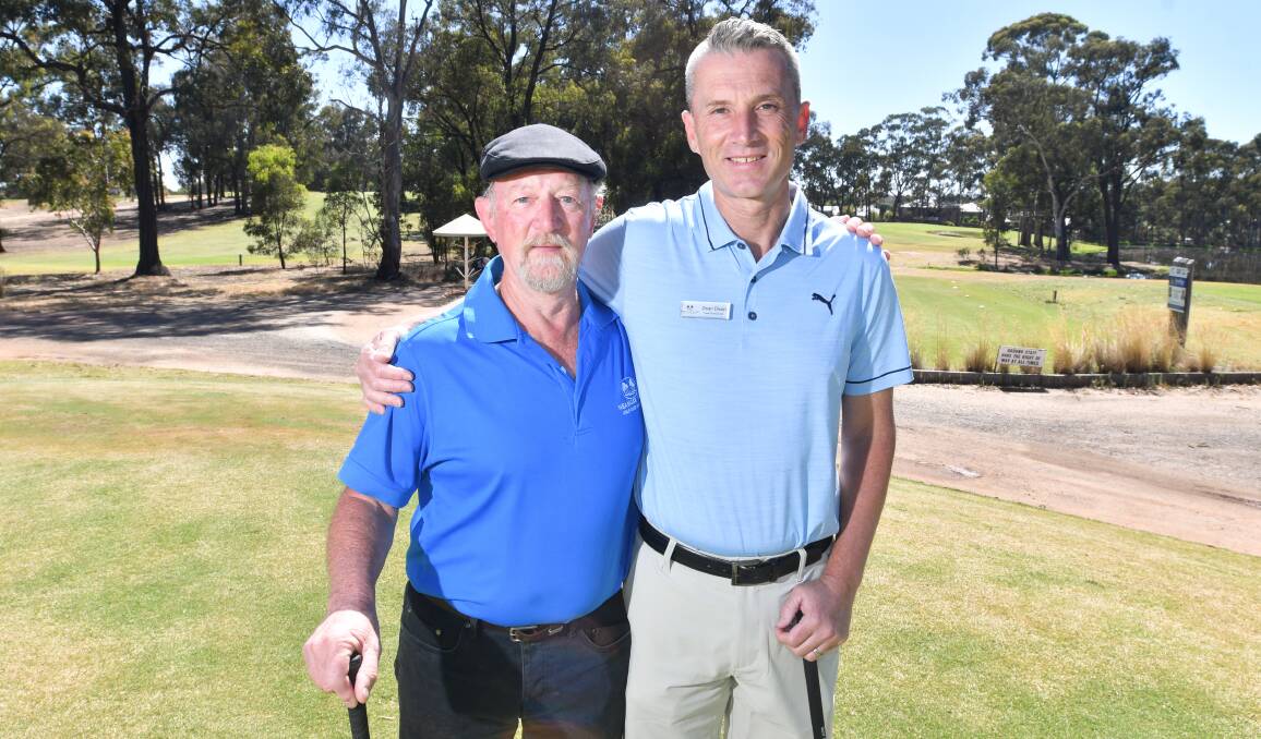ACES HIGH: Darryle Kenyon and Dean Dixon's names will live on forever on the walls of the Neangar Park's hole-in-one honour board. Picture: NONI HYETT