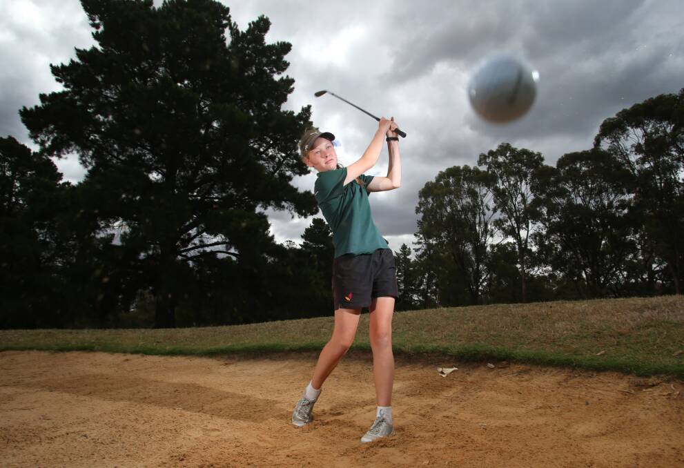RISING STAR: Jazy Roberts plays out of a bunker at Belvoir Park GC. Picture: GLENN DANIELS