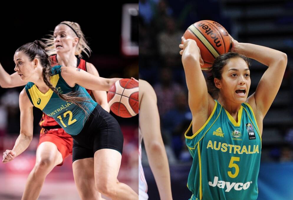 TOP SELECTION: Bendigo Spirit players Tessa Lavey and Leilani Mitchell have been named on the Opals FIBA 2022 Women's Basketball World Cup squad. Pictures: FIBA