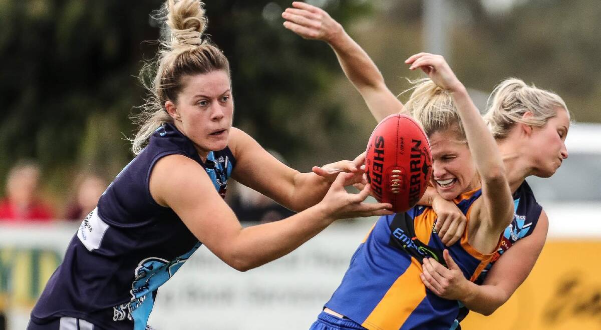STAR HAWK: Grace Edlin was voted as the Hawks' Central Victoria Football League Women's senior squad best and fairest after a strong performance during the 2021 season. Picture: SAA IMAGING