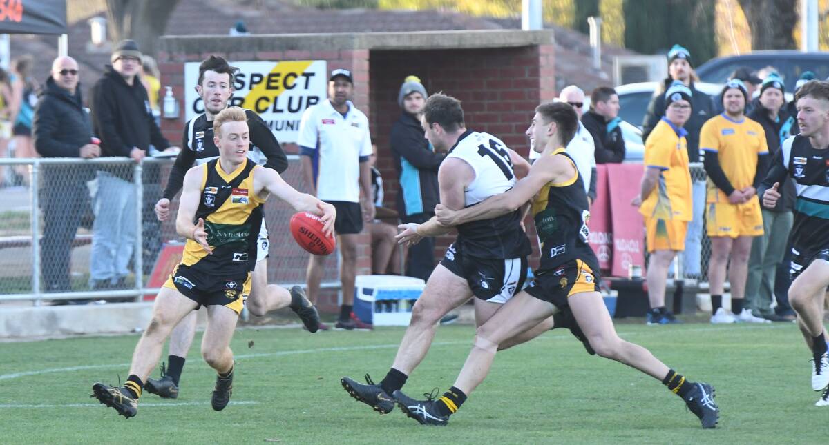 INFLUENTIAL: Tigers' Ned O'Sullivan was named among the best on ground during the 31-point round six victory over the Magpies on Saturday at the Kyneton Showgrounds. Picture: ANTHONY PINDA