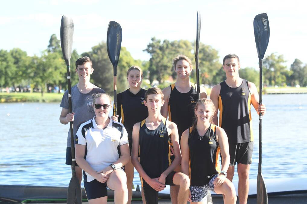 Bendigo Canoe Club members at their weekly training session on Lake Weeroona. Picture: ANTHONY PINDA