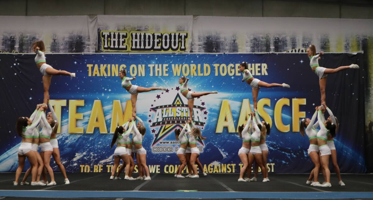 HITTING ZERO: Lady Reign of Southern Cross Cheer, secured the world title within the International Open Division 5 category at the 2021 IASF Virtual World Championships. Picture: SUPPLIED