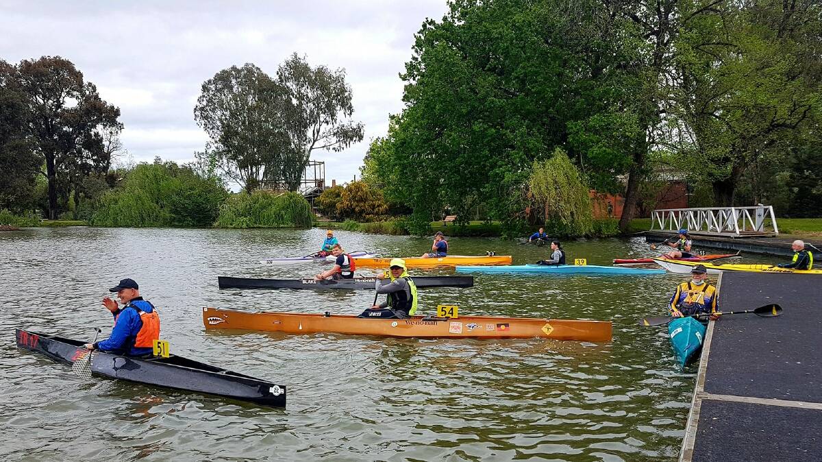 PADDLING: More than 30 paddlers took to the water on the weekend for the Bendigo Canoe Club's Cup event on Lake Weeroona. Picture: SUPPLIED