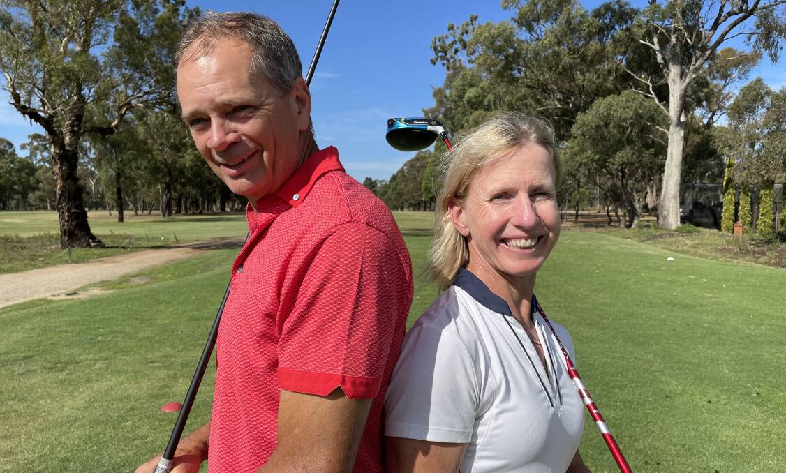 Husband-wife duo David and Jenni Bilkey are both contending championship matches this week at Bendigo Golf Club. Picture by Anthony Pinda