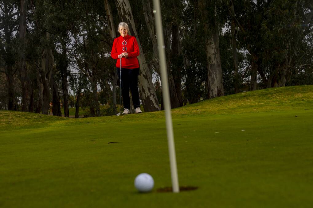 ACE: Anne Griffiths made her first ever hole-in-one at Bendigo GC's 110m par three 17th. Picture: DARREN HOWE