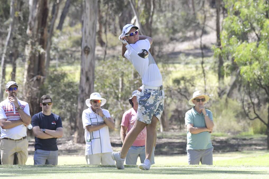 AT HOME: Spectators watch on as Lucas Herbert competes at the 2019 Neangar Park GC Pro-Am. Picture: NONI HYETT