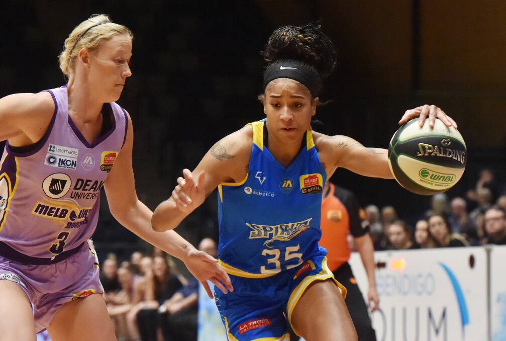 STAR PERFORMANCE: Martè Grays made her WNBL debut on Saturday night and was also named as the Bendigo Spirit's MVP. Picture: DARREN HOWE
