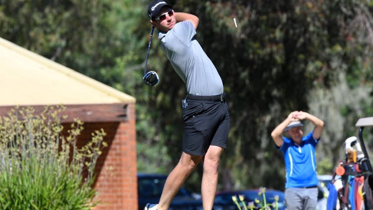 BACK HOME: Earlier this year Lucas Herbert played a social round at Bendigo Golf Club. Picture: NONI HYETT