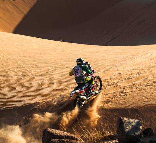 CHALLENGE: Michael Burgess encountered plenty of tough sand dunes during the second stage of the 2021 Dakar rally from Bisha to Wadi Ad-Dawasir.