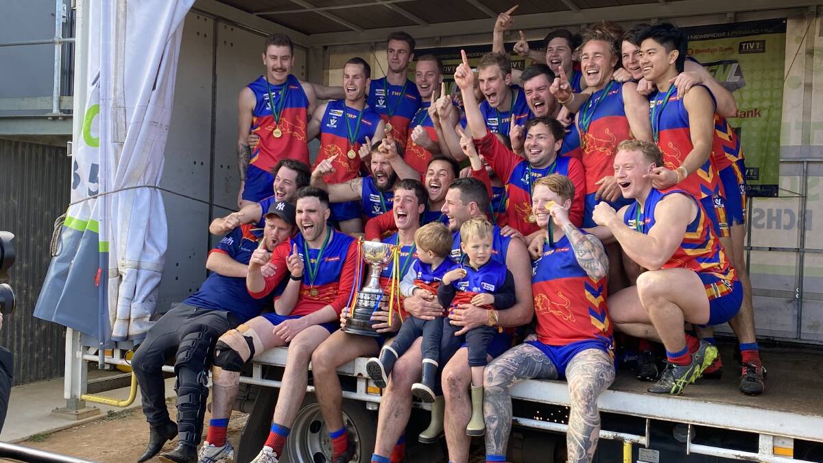 Marong reserves celebrate after winning the 2022 premiership.