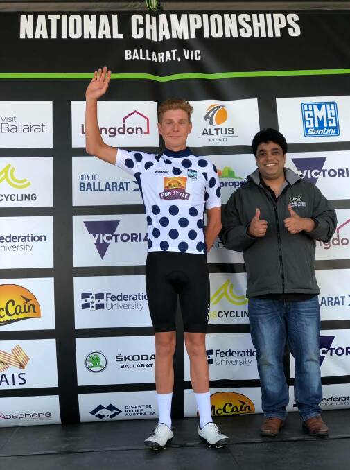 CLIMBER: Bendigo and District Cycling Club's Connor Sens took out the polka dot jersey in Saturday's U-23 Men's Road Race.