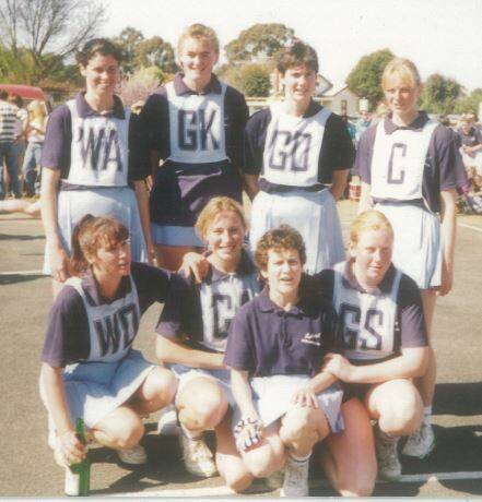 Inglewood 1994 B Grade Premiers:
Back Row (L-R): Helen Parry, Emma Trevaskis, Kerry Ackehurst, Wendy Rose. Front Row: Kris Fry, Kristy Harrison, Chris Gilmore, Donna Wayman.