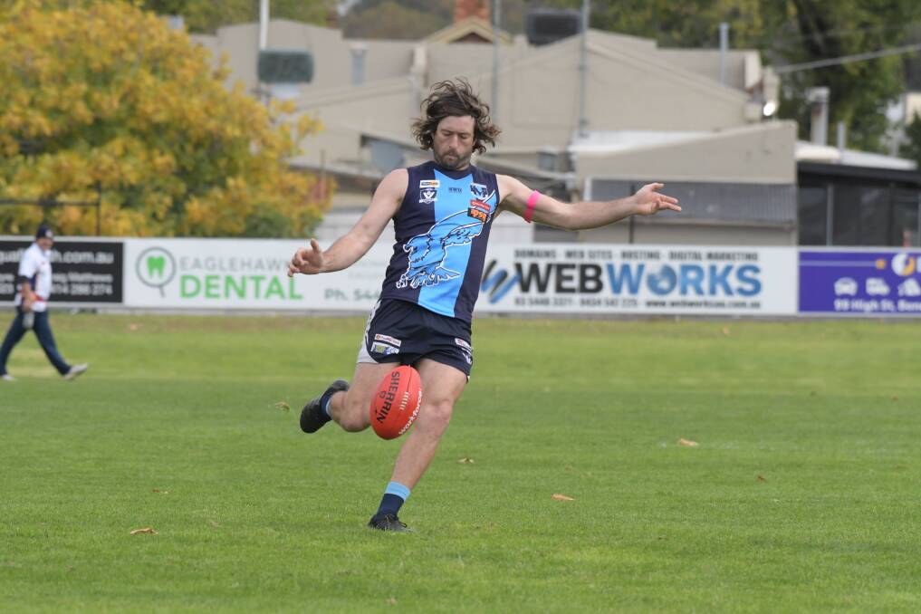 BOROUGH BOY: Eaglehawk's Jesse Collins booted one goal during the team's win over Kangaroo Flat and was named in the best on ground.