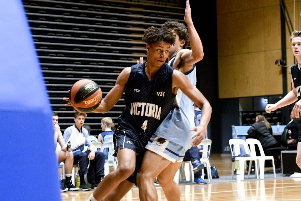 FLASHBACK: Bendigo basketballer Kai Daniels at the 2019 running of the competition where Victoria secured the gold medal in the under-18 boys division after defeating New South Wales 83-79 in the grand final. Picture: NONI HYETT