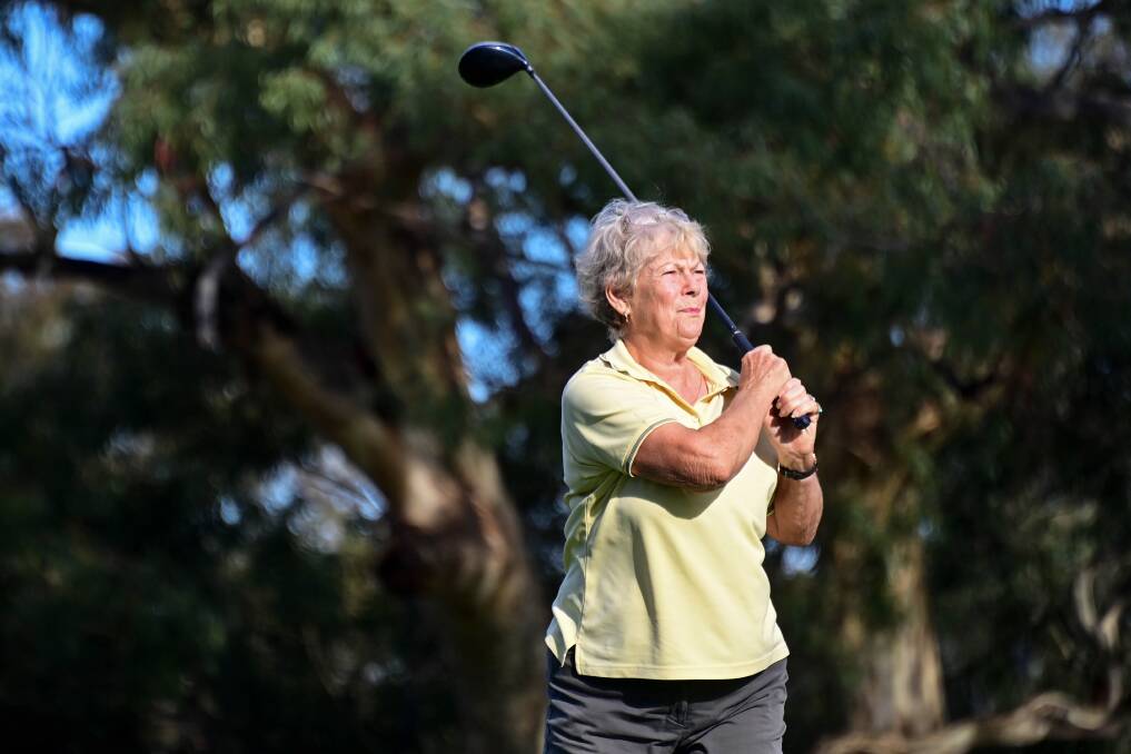 GREAT HIT: Judy Kofoed watches on after hitting a solid tee shot down the centre of the fairway at Bendio Golf Club on Monday. Visit the Bendigo Advertiser online (https://www.bendigoadvertiser.com.au) to view a full gallery of the day captured by Brendan McCarthy.