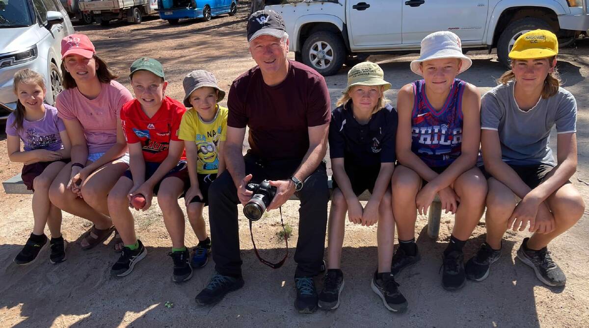 CRICKET SPIRIT: Former Australian captain Steve Waugh spent time mentoring juniors and signing autographs during his trip to Kingower Cricket Club. Picture: STEVE WAUGH/KINGOWER CC