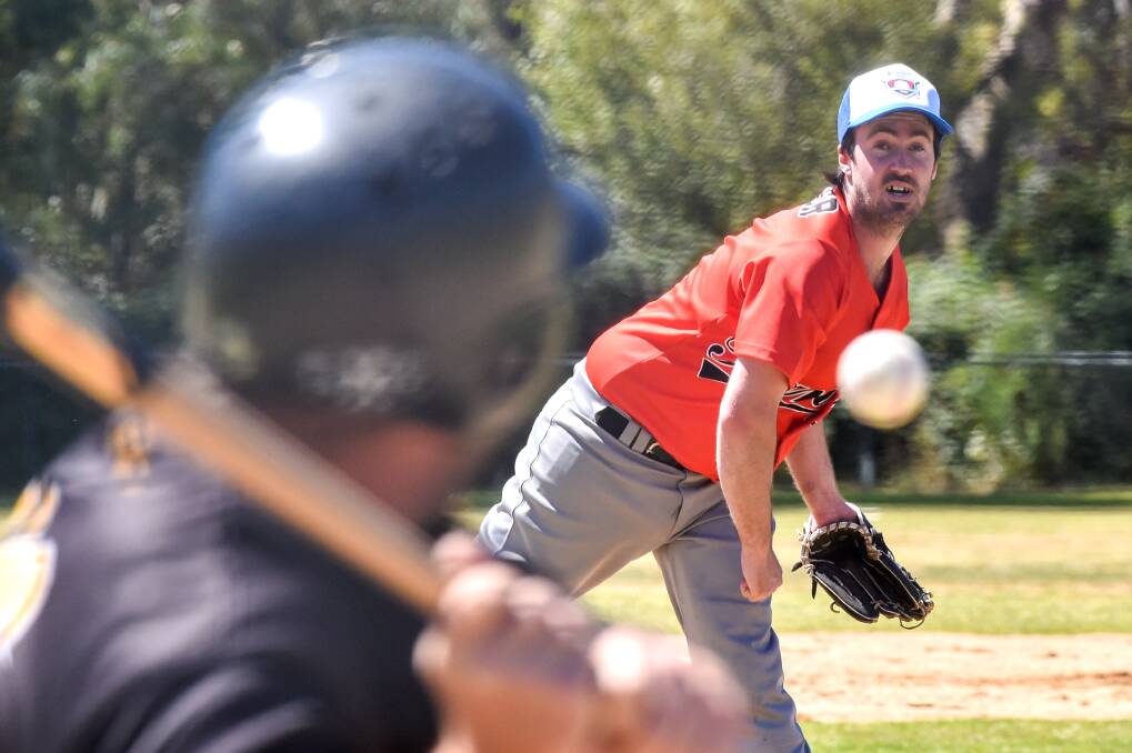 PITCHING: Wangaratta MVP Aaron Parker throws a fast ball during the Country Baseball Cup against Strathfieldsaye. Picture: DARREN HOWE