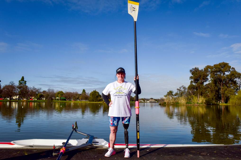 Most days you will find Kim Hampton down at Lake Weeroona working on improving her fitness and rowing technique. Picture by Brendan McCarthy