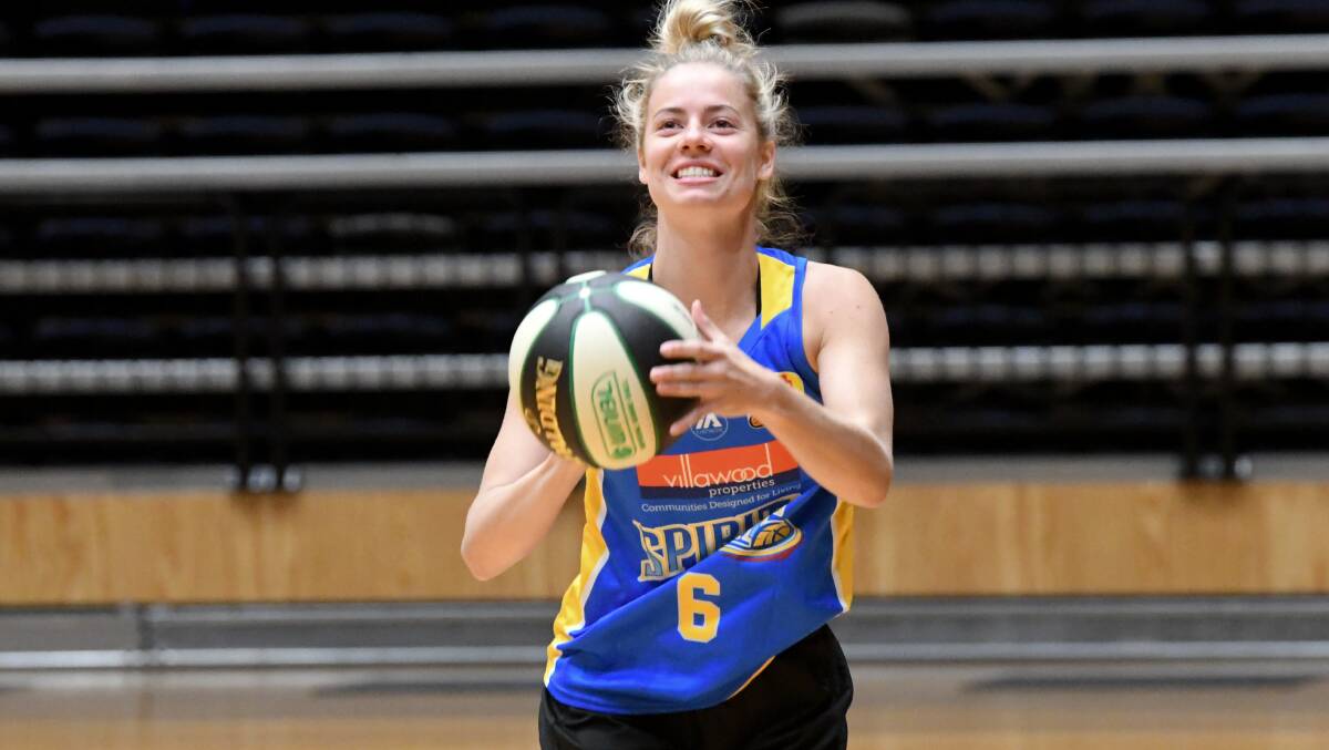 HIGH SPIRITS: Bendigo Spirit guard Cassidy McLean was thrilled to be back on court for training ahead of the team's intensive 2020 WNBL season. Picture: NONI HYETT
