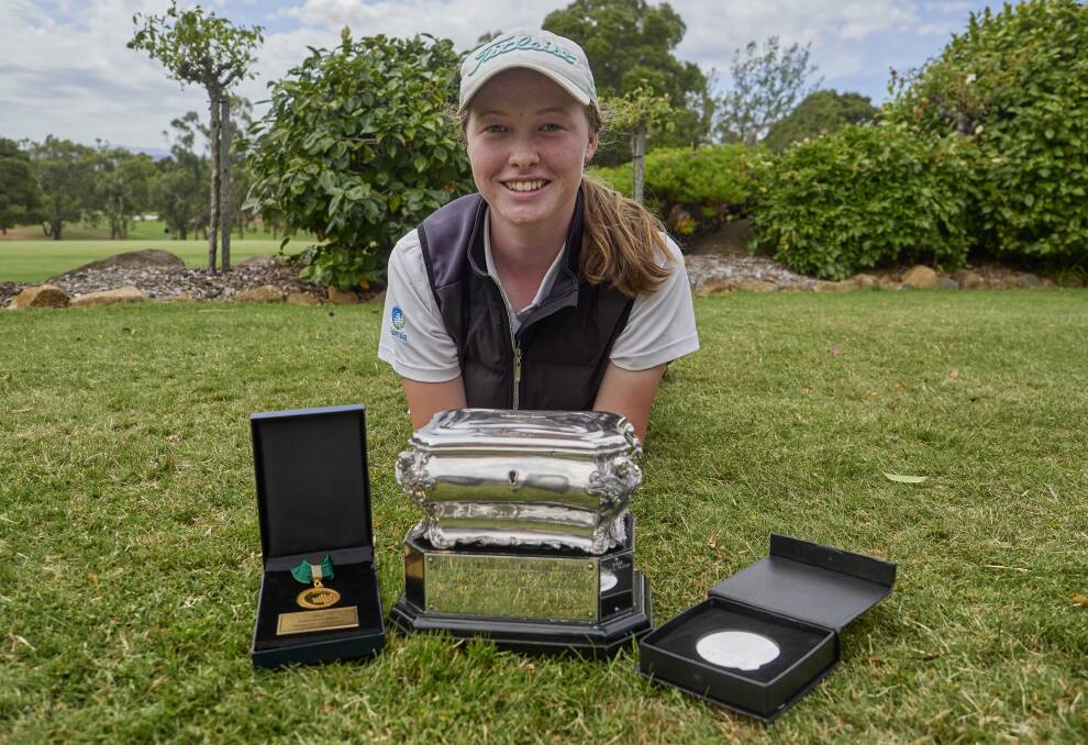 Belvoir Park golfer Jazy Roberts won the 2023 Tasmanian Open women's competition after defeating Jorjah Bailey in a sudden-death play-off on Saturday. Pictures by Rod Thompson