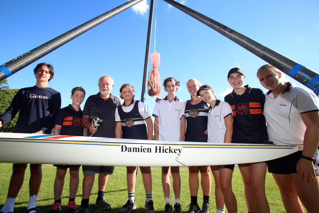 LATEST ADDITION: Damien Hickey was pleased members of the Girton Rowing Academy would now be able to spend more time out on the water with the new addition to the fleet. Picture: GLENN DANIELS