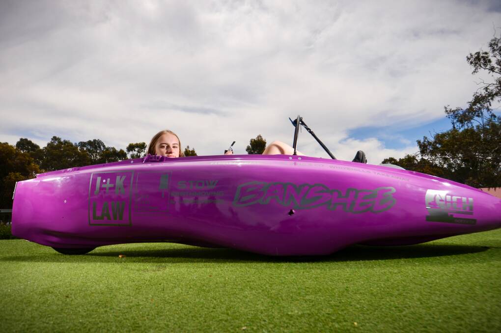 BEHIND THE WHEEL: Weeroona College Bendigo student Madison Lawrence and her team will push it to the limit during the 24-hour Survival of the Fittest. Picture: DARREN HOWE