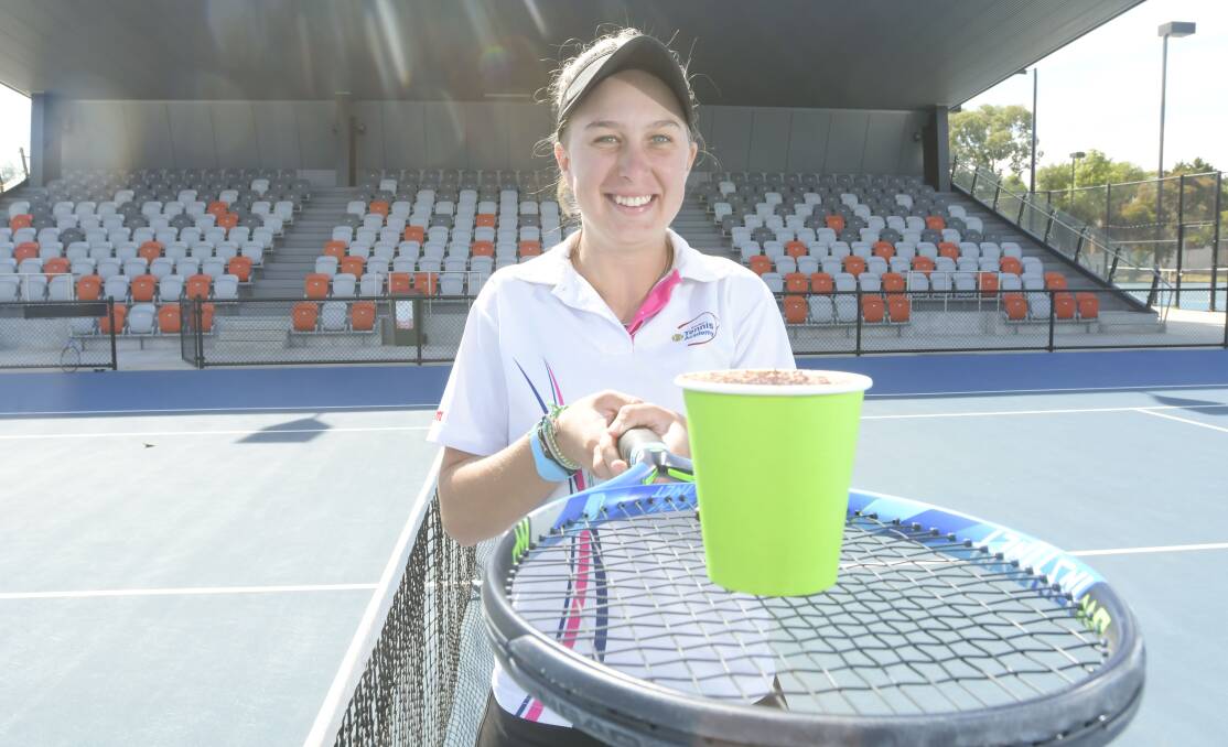 COFFEE UP: Bree Smith has launched a social program, held each Friday, for ladies to play tennis and socialise. Picture: NONI HYETT