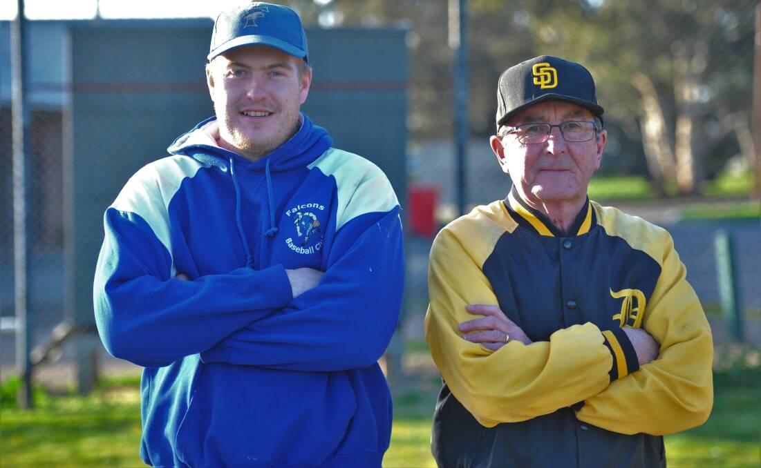 FINALS: Dodgers coach Peter Ritchie and Falcons coach Darryl Muns are ready to start the Bendigo Baseball Association best of three finals series. Picture: ANTHONY PINDA