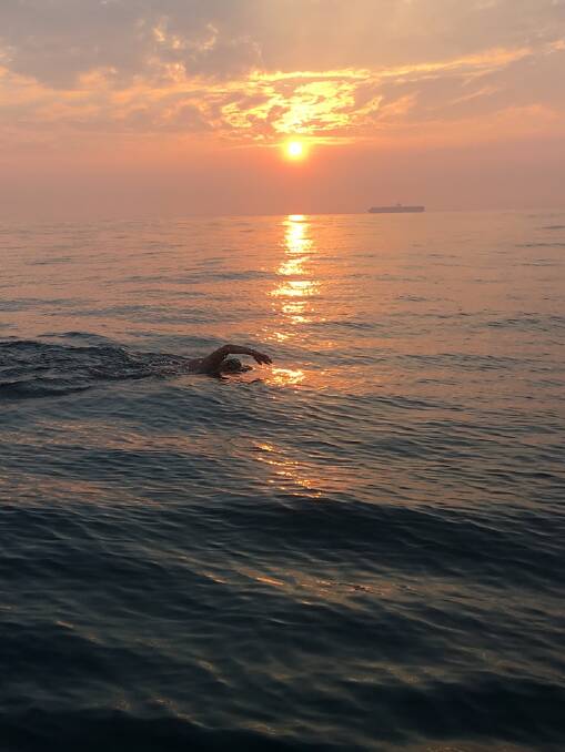 A long, lonely journey: Rick Seirer swimming the English Channel in 2016. This time he'll swim over, turn around and come back.