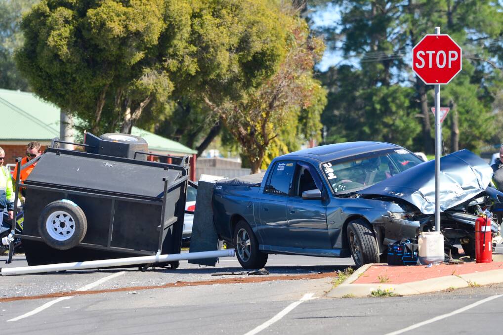 DANGEROUS INTERSECTION: The latest crash at the intersection of Sandhurst Road and Nelson Street happened after a car crashed into a ute towing a trailer. Picture: DARREN HOWE