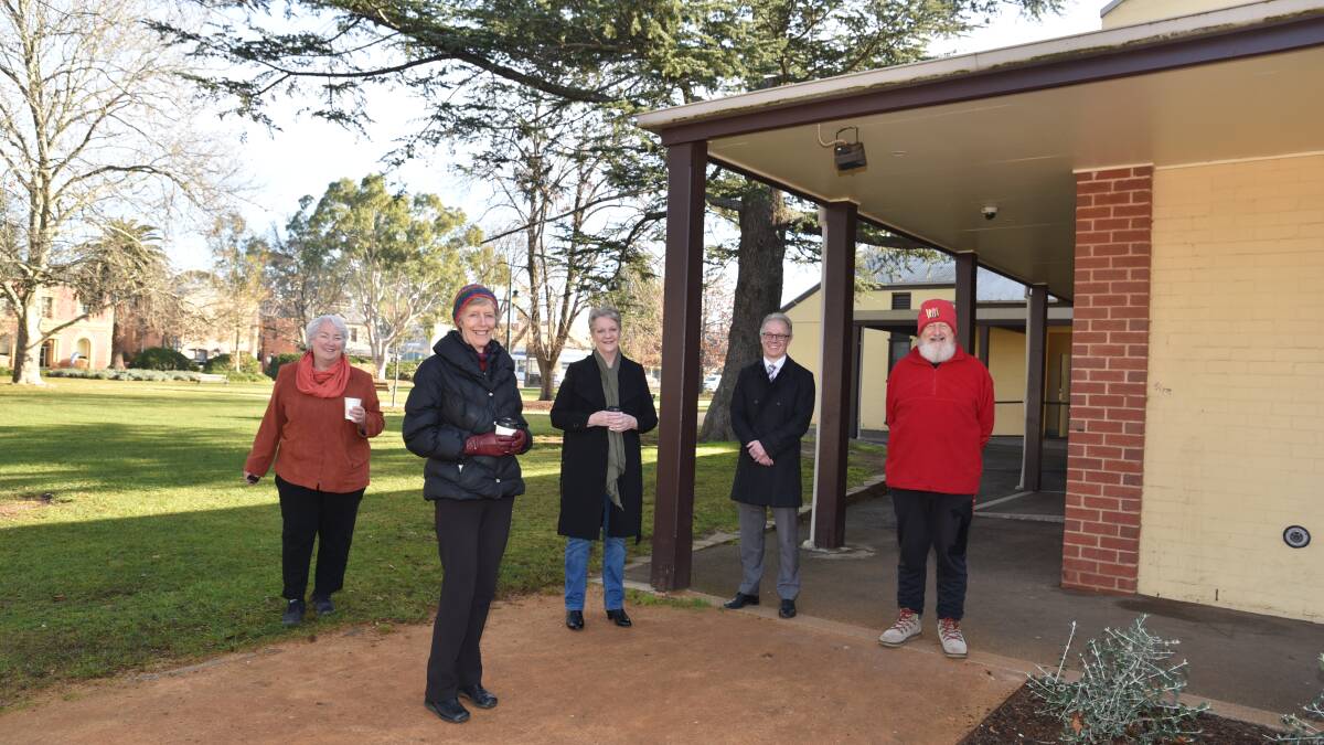 Mount Alexander councillor Bronwen Machin, mayor Christine Henderson, Member for Bendigo West Maree Edwards; cheif executive Darren Fuzzard and councillor Max Lesser in Victory Park. Picture: SUPPLIED